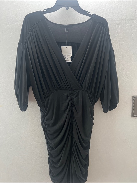 Forever 21 Dresses & Skirts - Pleated V-Neck Black Ruched Women’s Dress